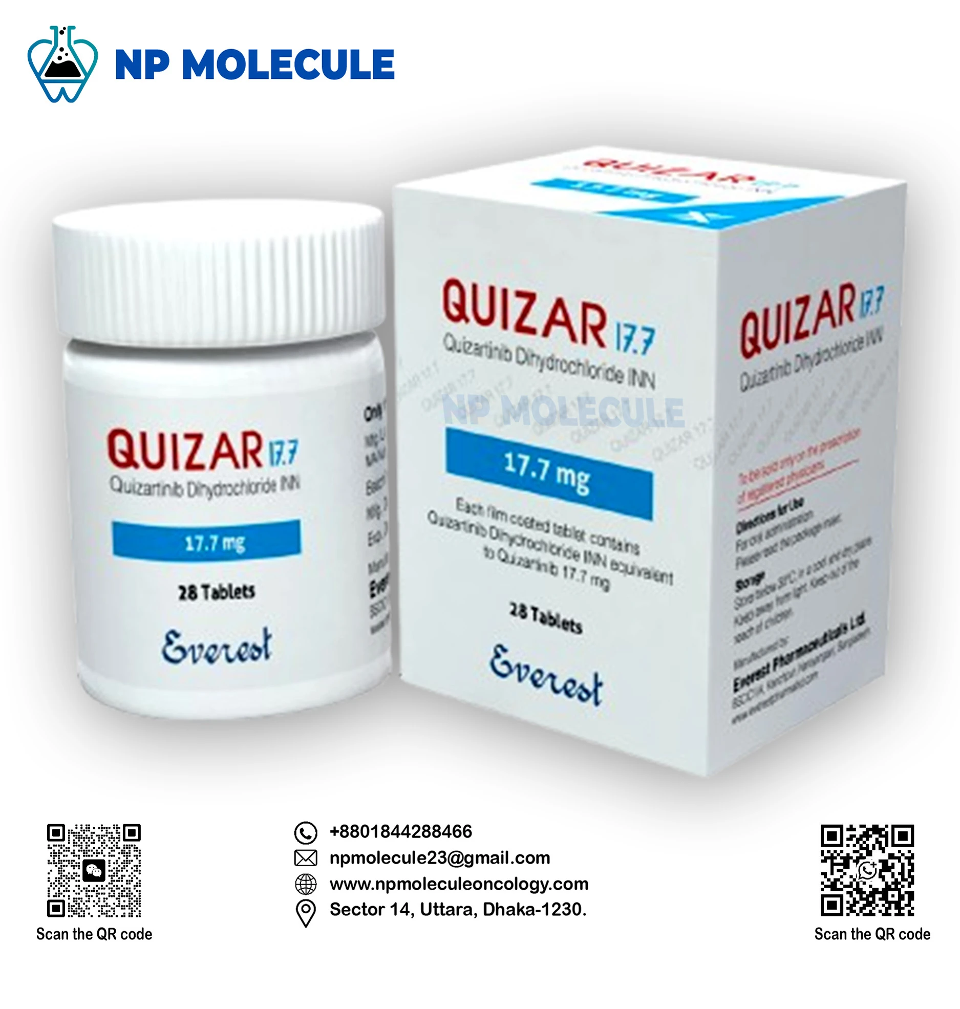 Quizar 17.7 mg Tablet (Abiraterone Acetate)