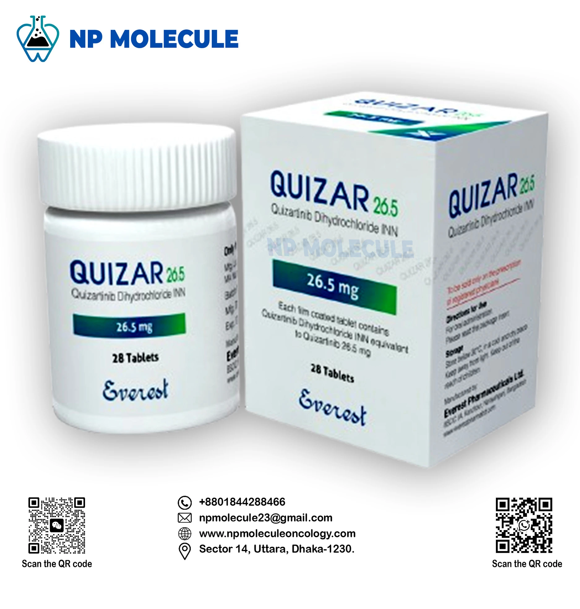 Quizar 26.5 mg Tablet (Abiraterone Acetate)
